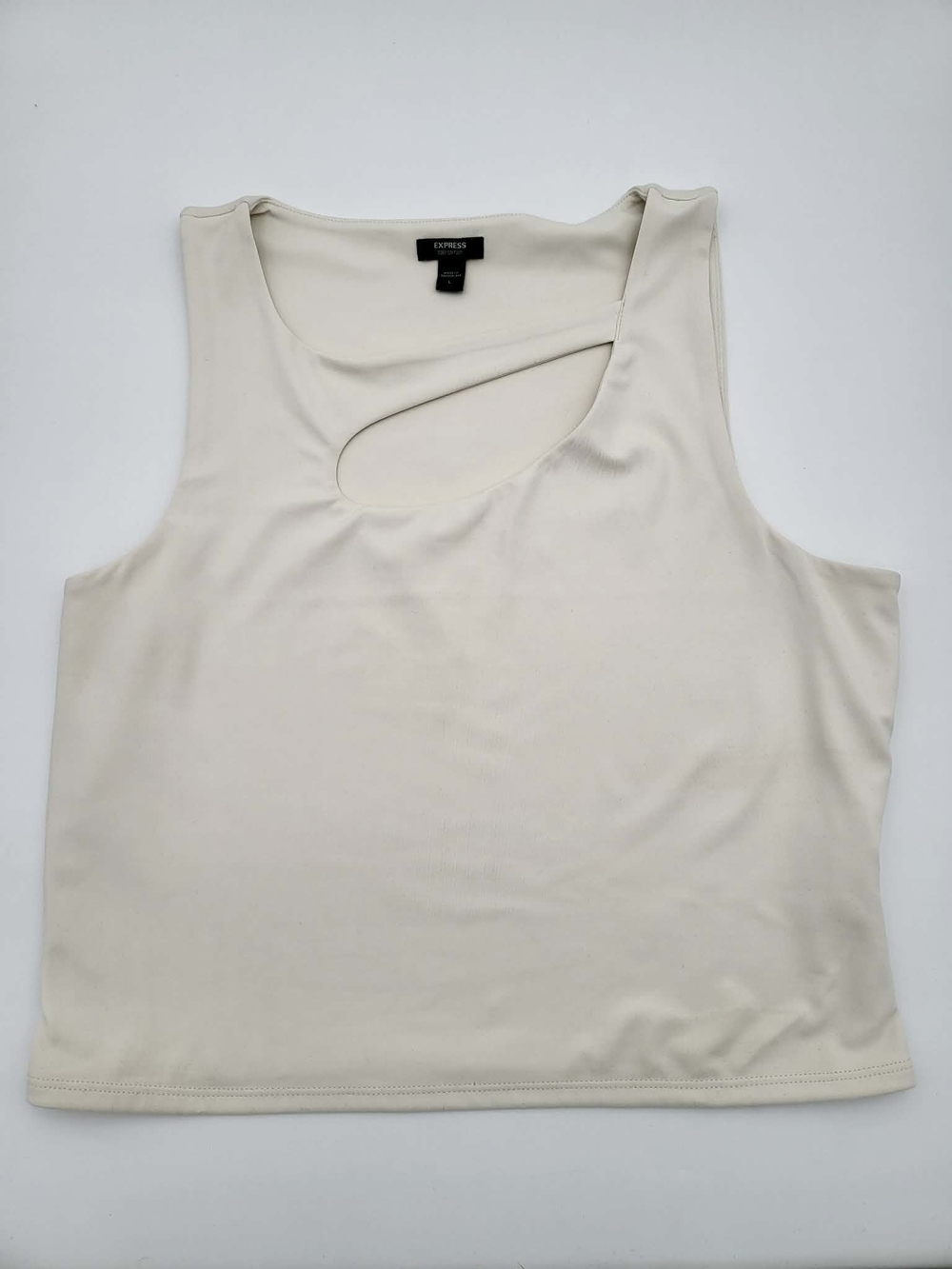 Express Women's Ivory Asymmetric Cutout Tank Top